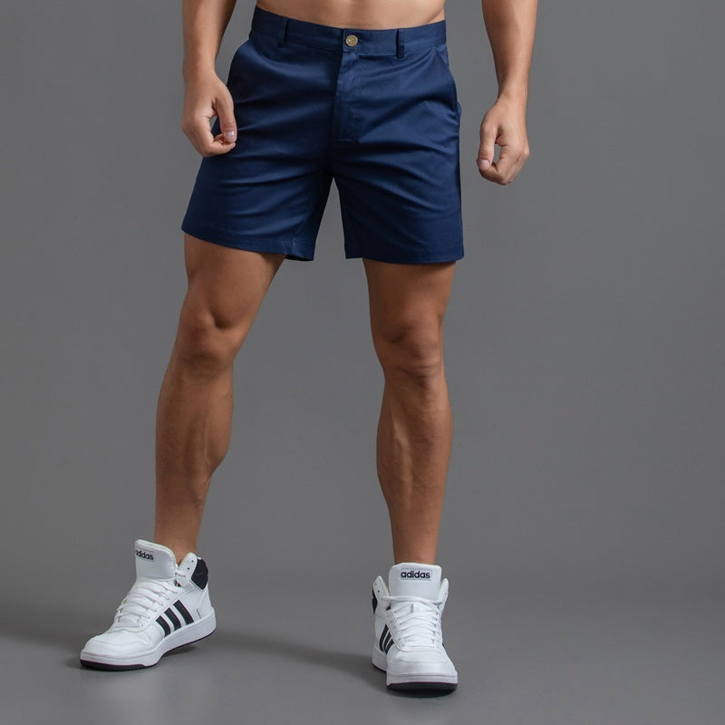 Men's Solid Color Elastic Waist Shorts