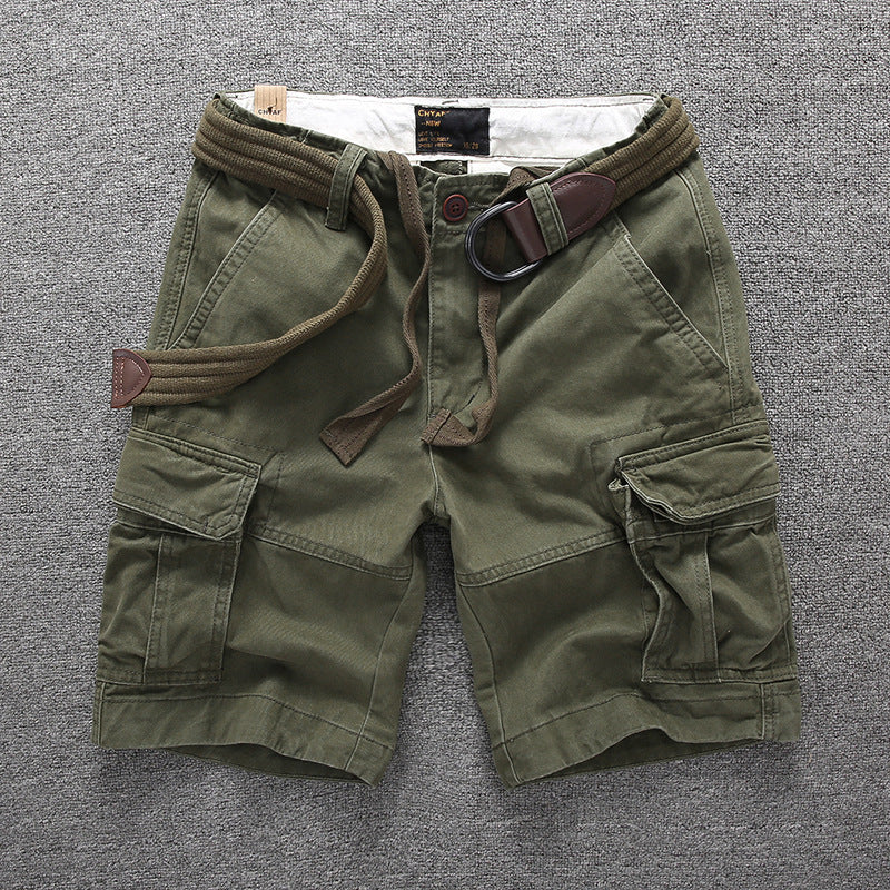 Men's Multiple Pockets Straight Camouflage Cargo Shorts with Belt