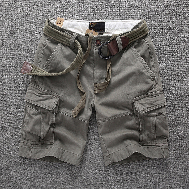 Men's Multiple Pockets Straight Camouflage Cargo Shorts with Belt