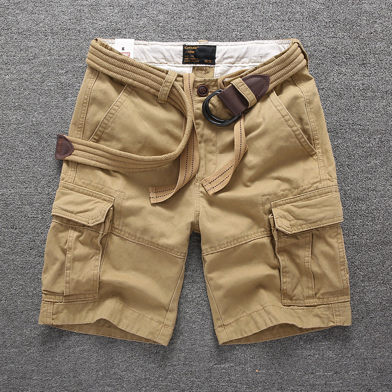 Men's Multiple Pockets Straight Camouflage Cargo Shorts with Belt