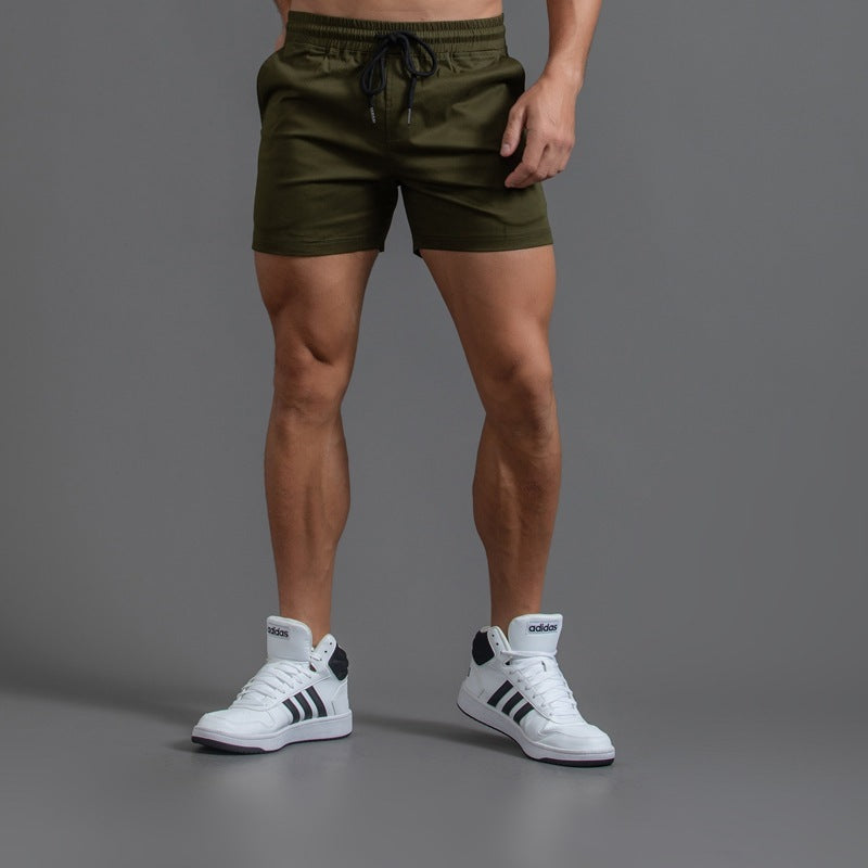 Men's Solid Color Mid-Waist Drawstring Shorts
