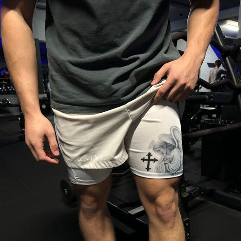 Men's Causal Angel Print Shorts