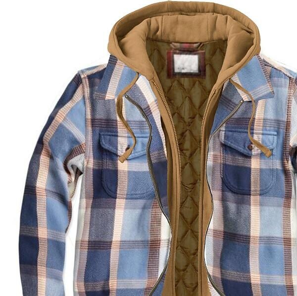 Men's Quilted Digital Print Hooded Fake Two Piece Jacket