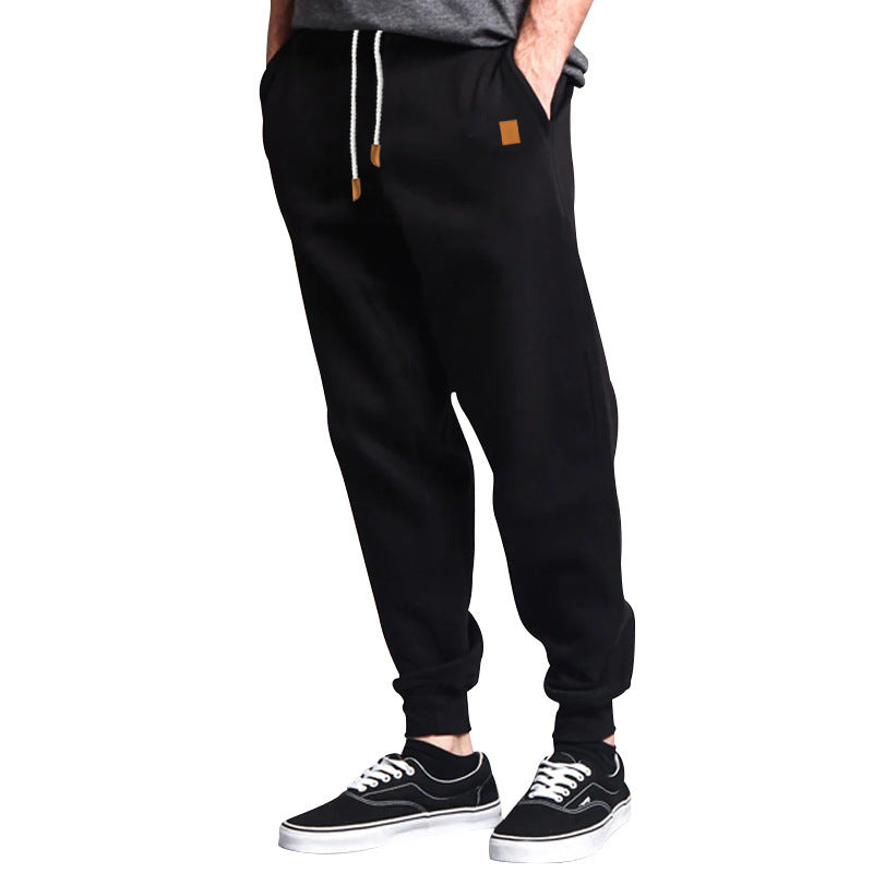 Men's Solid Color Drawstring Waist Fleece Sweatpants