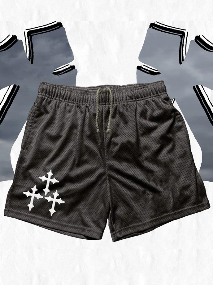 Casual Cross Print Shorts