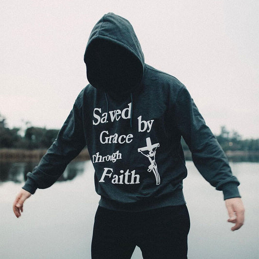 Saved By Grace Through Faith Print Hoodie
