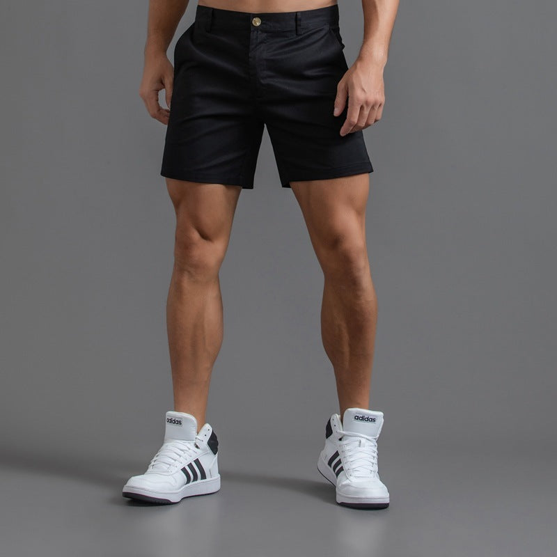 Men's Solid Color Elastic Waist Shorts