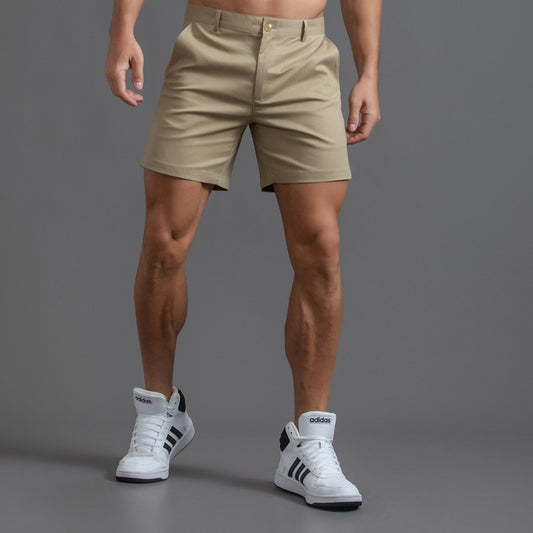 Men's Solid Color Elastic Waist Shorts
