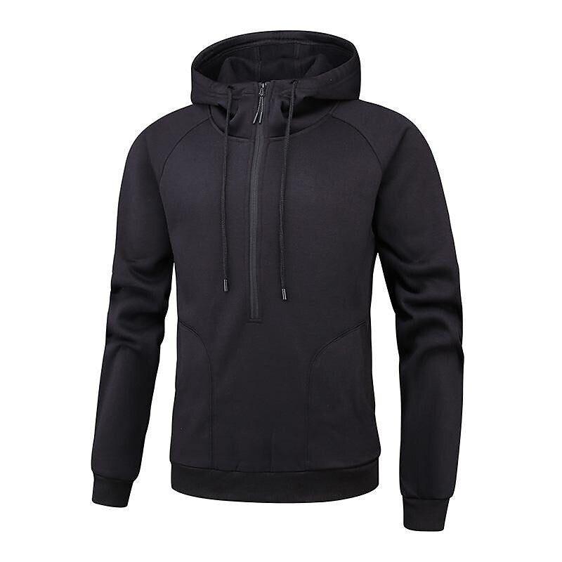 Men's Trendy Brushed V-Zip Camouflage Patchwork Pullover Hooded Sweatershirt