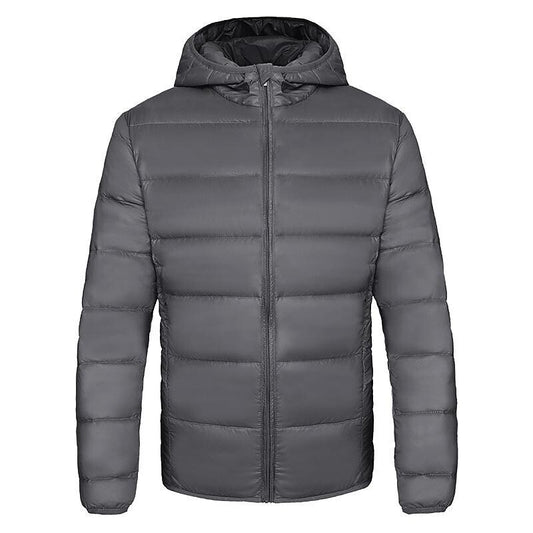 Men's Solid Color Hooded Lightweight Puffer Jacket