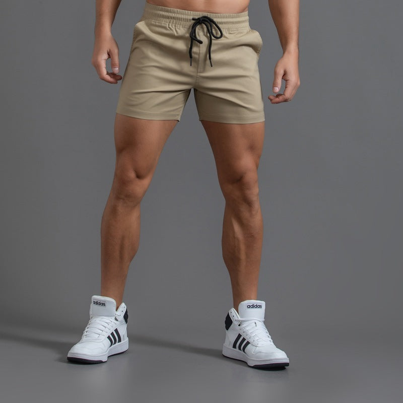 Men's Solid Color Mid-Waist Drawstring Shorts
