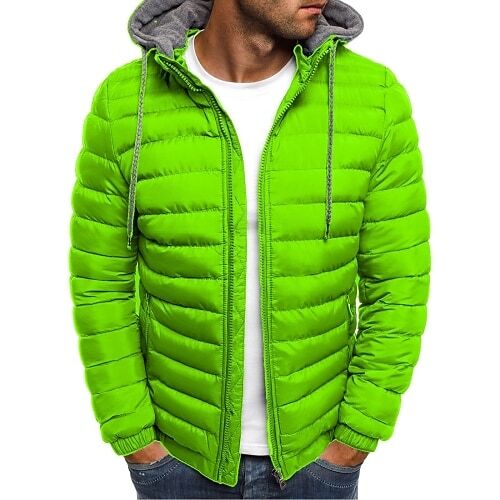 Men's Solid Color Quilted Hooded Lightweight Puffer Jacket