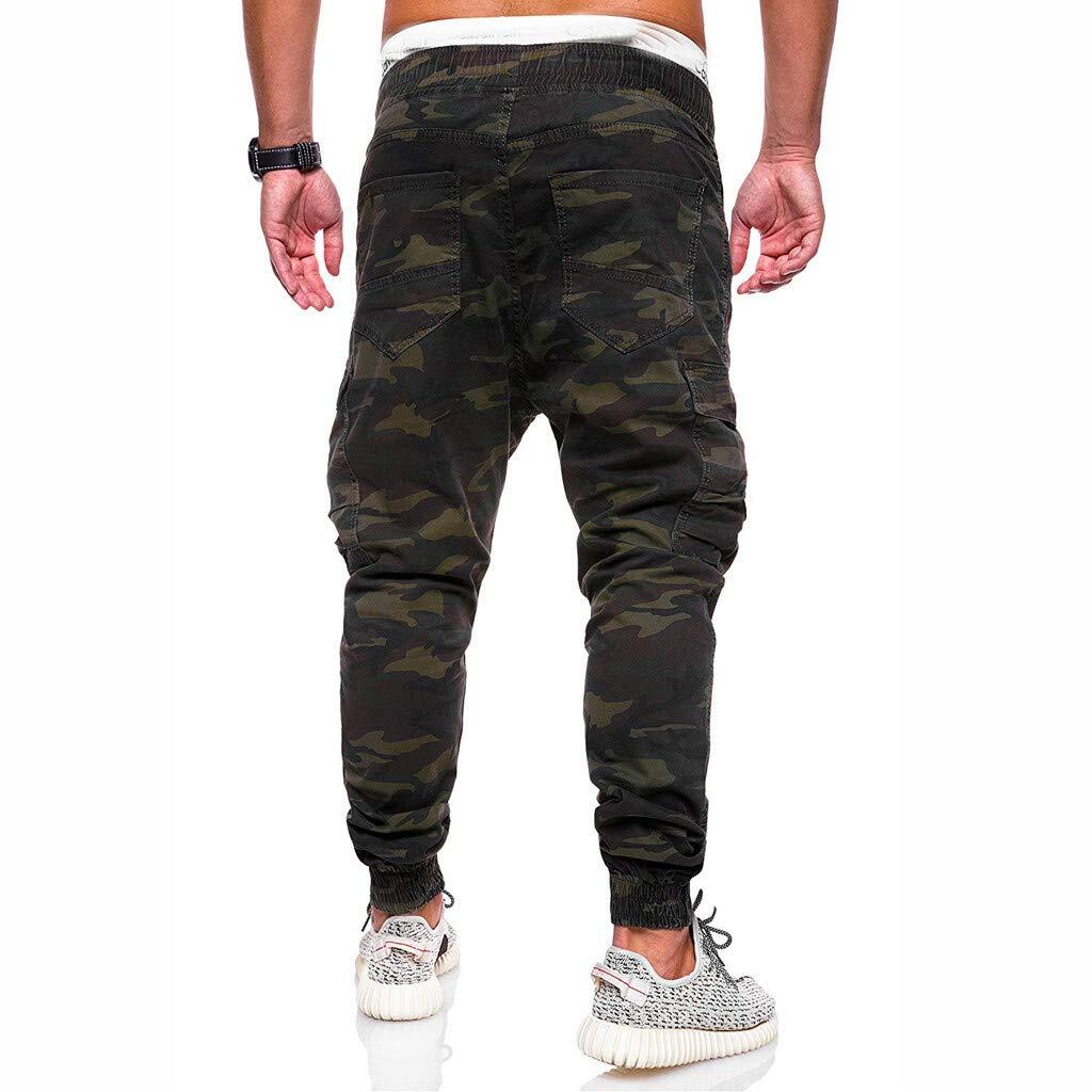 Men's Drawstring Elastic Waist Camouflage Sweatpants Sporty Jogger With Multiple Pockets