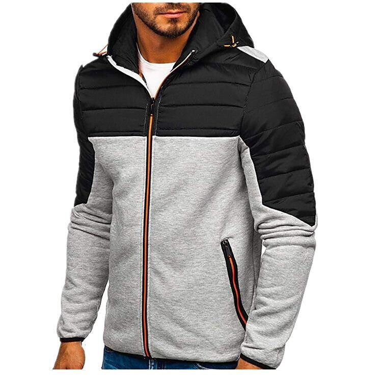 Men's Hooded Patchwork Padded Performance Jacket-C