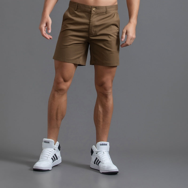 Men's Solid Color Elastic Waist Shorts