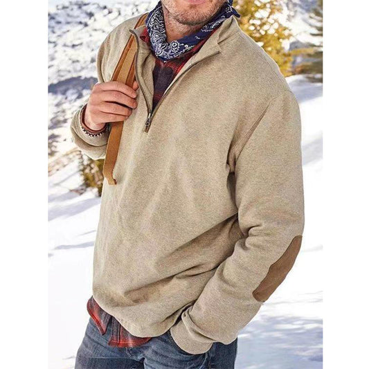 Men's Outdoor Half Zip Long Sleeve Stand Collar Sweatshirt