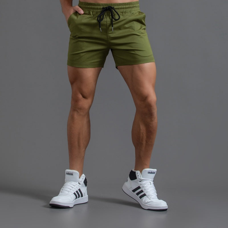 Men's Solid Color Mid-Waist Drawstring Shorts