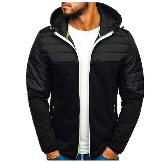Men's Hooded Patchwork Padded Performance Jacket-C