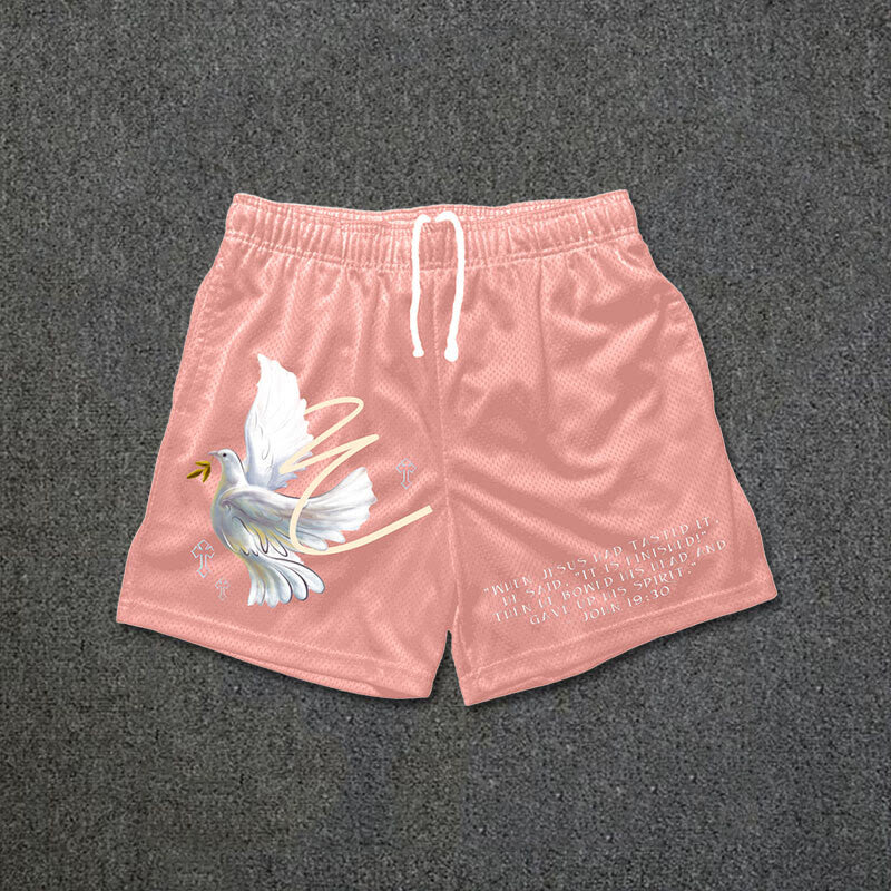 Casual Loose Peace Dove Print Shorts