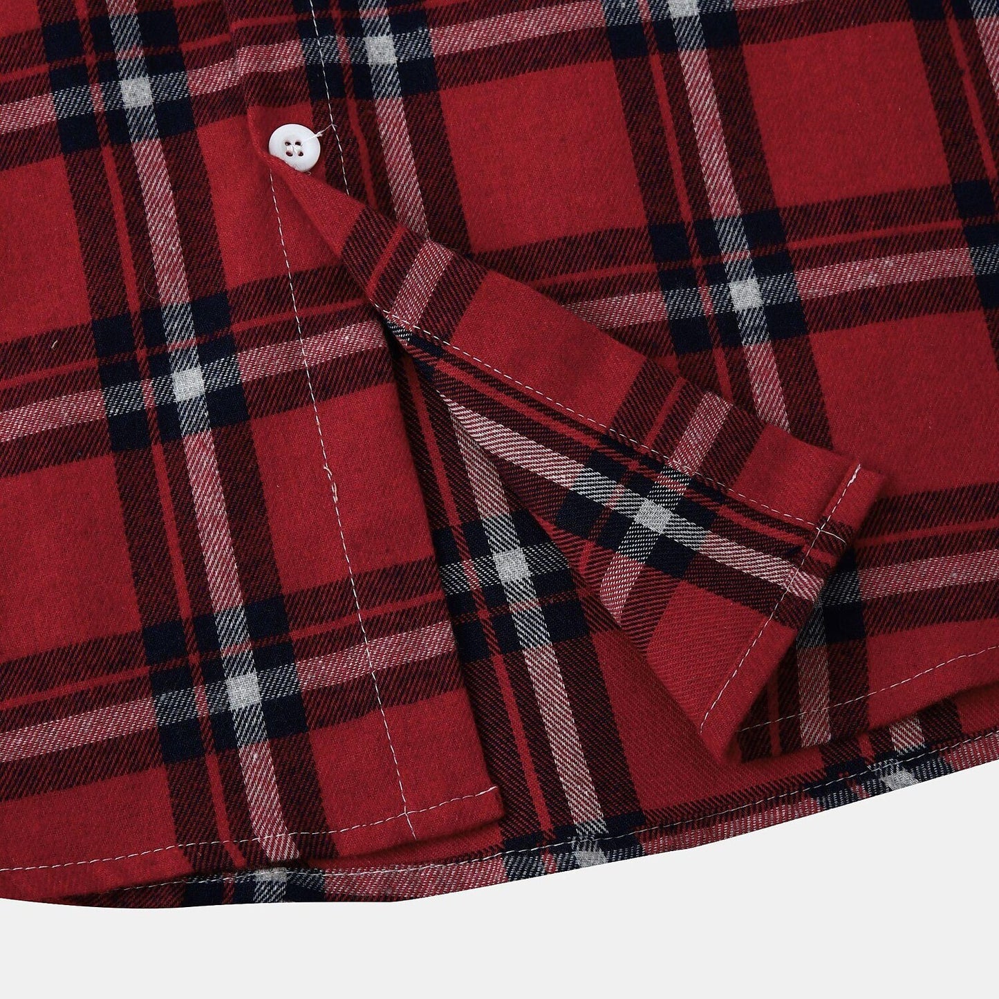 Men's Long Sleeve Flannel Brushed Check Hooded Casual Shirt Red Blue