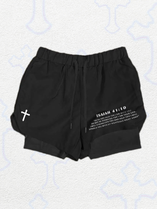 Casual Isaiah 41:10 Print Shorts