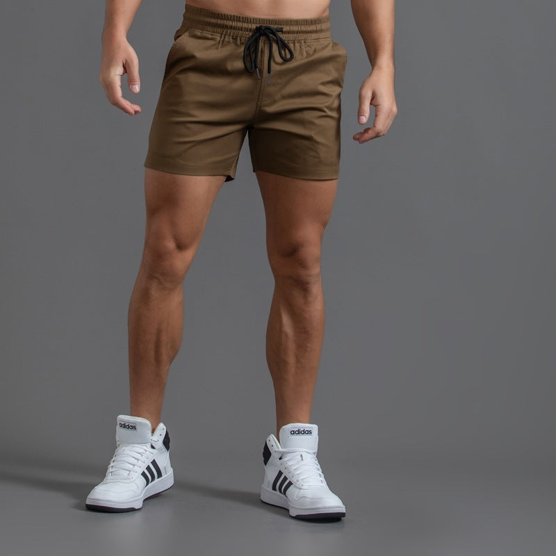 Men's Solid Color Mid-Waist Drawstring Shorts