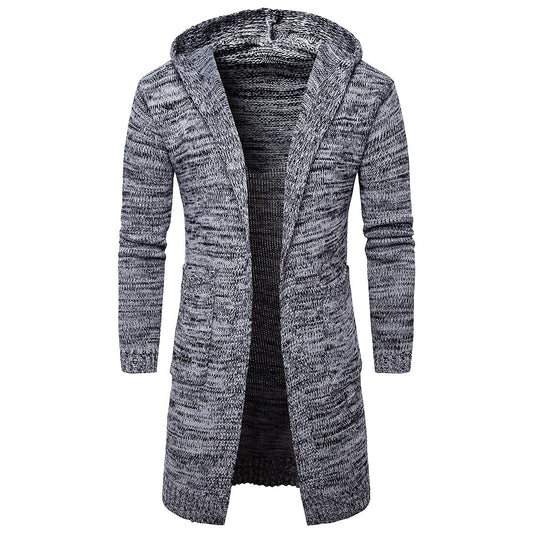 Men's Solid Color Hooded Long Sleeve Cardigans