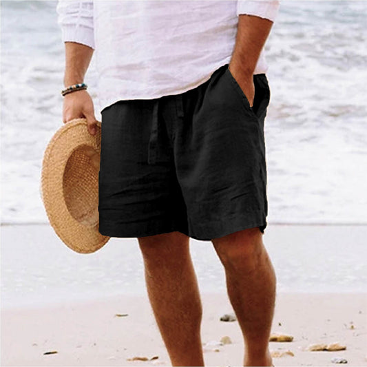 Men's Linen Drawstring Waist Straight Leg Comfort Shorts