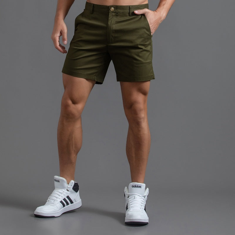 Men's Solid Color Elastic Waist Shorts