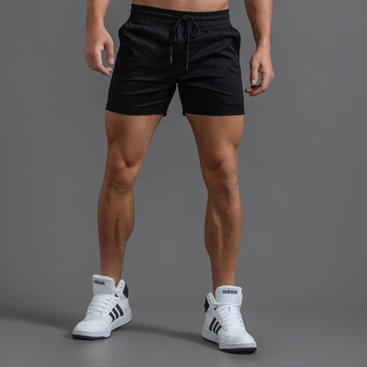 Men's Solid Color Mid-Waist Drawstring Shorts