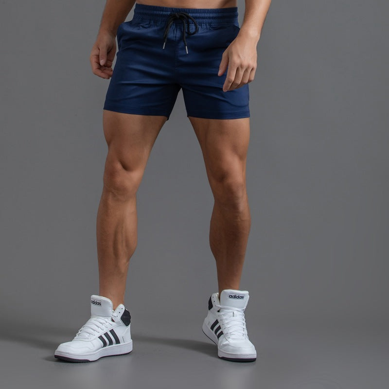 Men's Solid Color Mid-Waist Drawstring Shorts