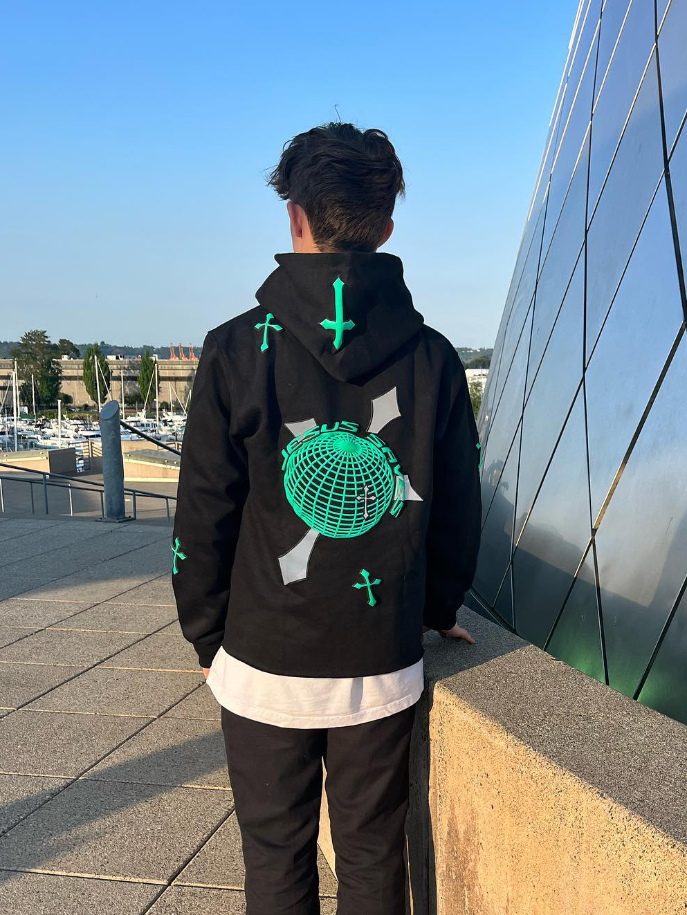 Jesus Saves Cross Print Hoodie