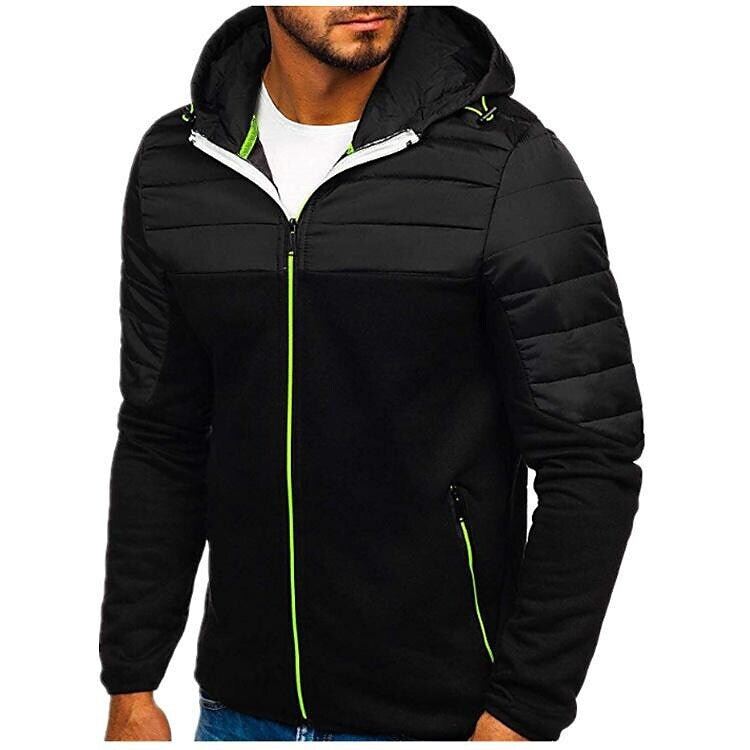 Men's Hooded Patchwork Padded Performance Jacket-C