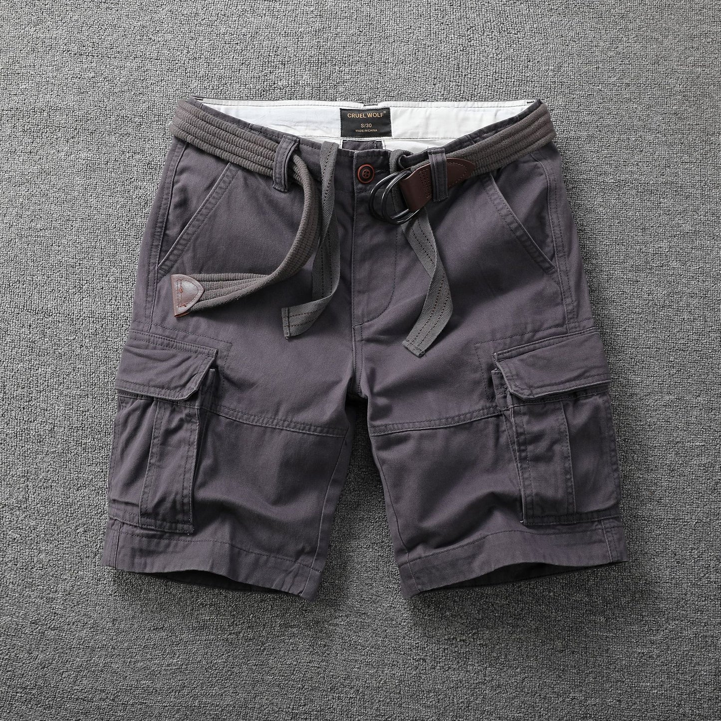 Men's Multiple Pockets Straight Camouflage Cargo Shorts with Belt