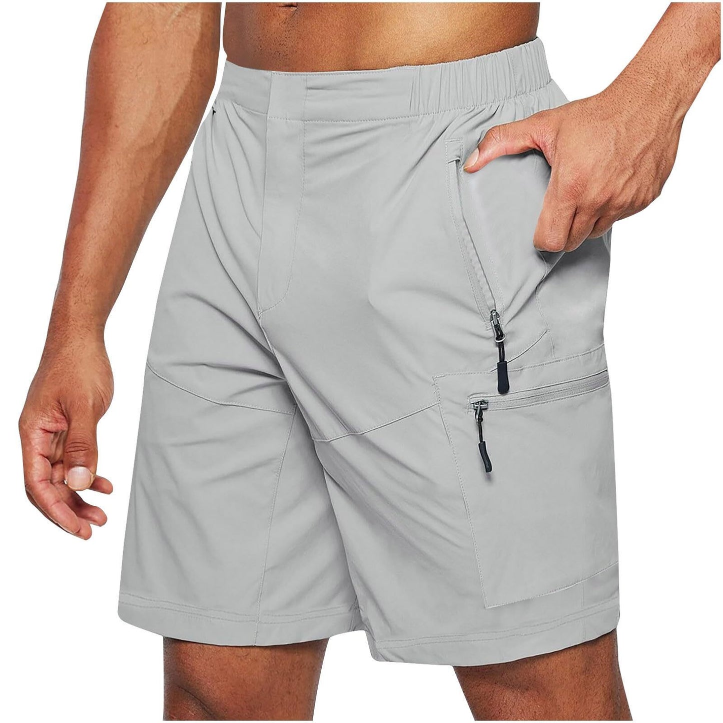 Men's Cargo Shorts with Zipper Pockets Lightweigth Loose Comfy Plus Size Hiking Shorts