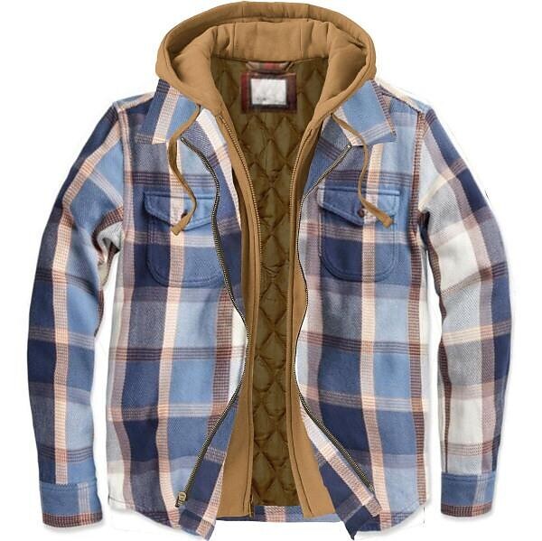 Men's Quilted Digital Print Hooded Fake Two Piece Jacket