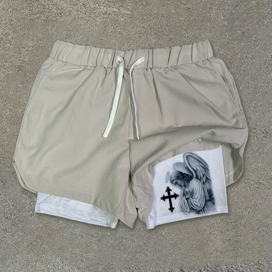 Men's Causal Angel Print Shorts