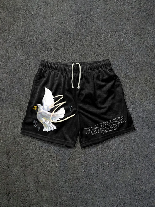 Casual Loose Peace Dove Print Shorts