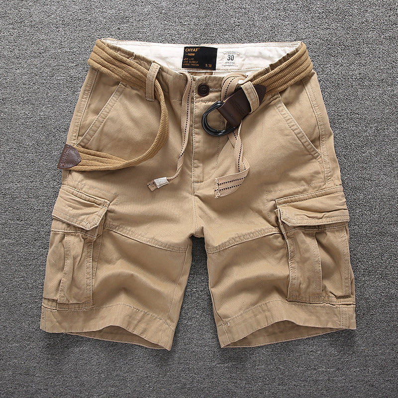 Men's Multiple Pockets Straight Camouflage Cargo Shorts with Belt