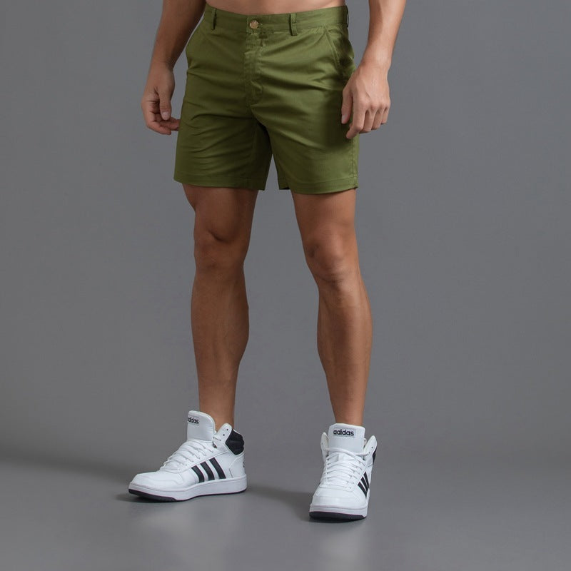 Men's Solid Color Elastic Waist Shorts